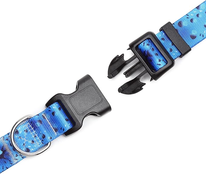 Mercano Adjustable Dog Collar - Special Design Patterns, Soft Nylon Comfortable Durable Pet Collar for Small Medium Large Dogs (S, Blue Ocean)