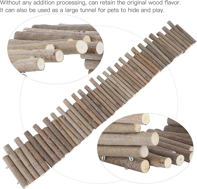 Ejoyous Hamster Wooden Bridge, Wood Ladder Hamster Fence Hideout Cage Bedding Climbing Toys for Syrian Hamsters Gerbil Small Animals (30CM Fence)