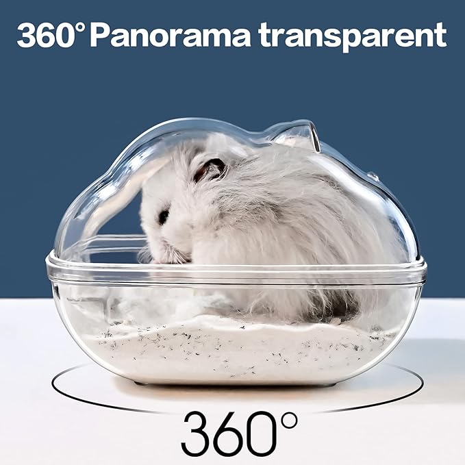 Hamster Bathtub,Hamster Bathroom,Small Animal Habitat Décor,Sand Bath Container Transparent Beds,Hamster Bed,Ice Bathtub,Sleep Pad Nest,Sand Bath Box for Cage Accessories（M）