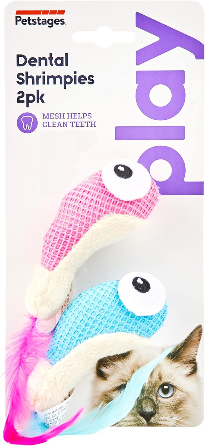 Catstages Catstages Dental Shrimpies Cat Toys, 2-pack – Interactive Catnip Dental Chew Toy to Help Clean Teeth, Fun for Play and Chewing, Multicolored