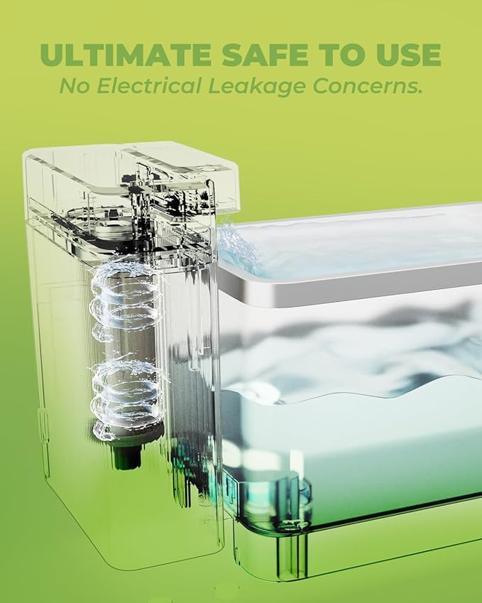 Furbulous 316 Stainless Steel Automatic Water Fountain with Ultrafiltration Tech, 3.3L/112oz Large Bowl, Ultra-Quiet, BPA-Free Dish Two Modes Water Dispenser for Cats/Medium Dogs/Pets (Black)