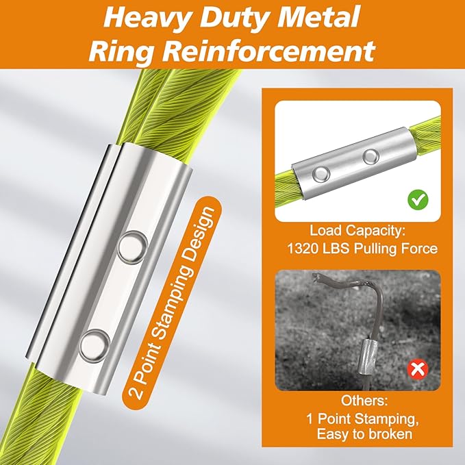 Tresbro 20 FT Dog Tie Out Cable with Spring, Shock Absorbing Tether Chains for Outside Aavilable in 10/15/20/25/30/40/50/70/100/120 FT, Heavy Duty Leads for Yard for Medium & Large Dogs Up to 500 LBS