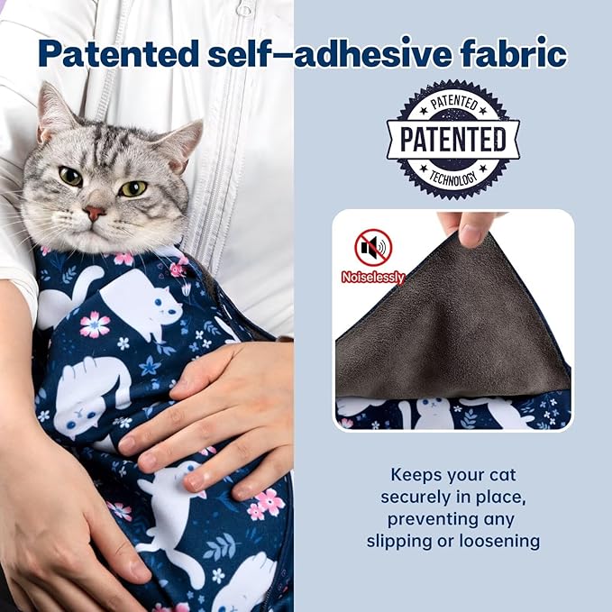 Paw Legend 21.7" Cat Wrap for Grooming Cat Wrap for Cutting Nails Cat Restraint for Nail Clipping Self Adhesive Blanket Restraint Cloth for Cats Within 6lbs