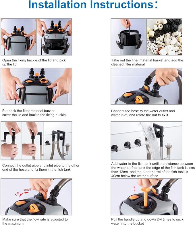 Aquarium Canister Filter with 3 Media Trays Spray Bar External Canister Filter for Large Fish Tank and Aquariums, 650F - 171GPH