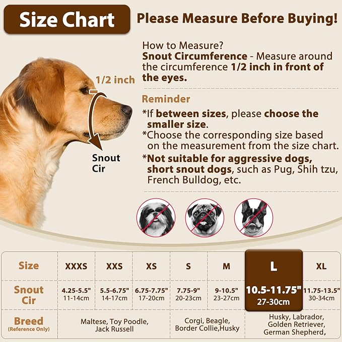 Crazy Felix Nylon Dog Muzzle for Small Medium Large Dogs Poodle Labrador Golden Retriever Doberman, Air Mesh Breathable and Drinkable Pet Muzzle for Anti-Biting Chewing Scavenging(Black,L)