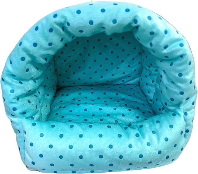 WOWOWMEOW Guinea-Pigs Bed,Hamster Bed,Small Animals Warm Hanging Cage Cave Bed (L, Dot- Blue)