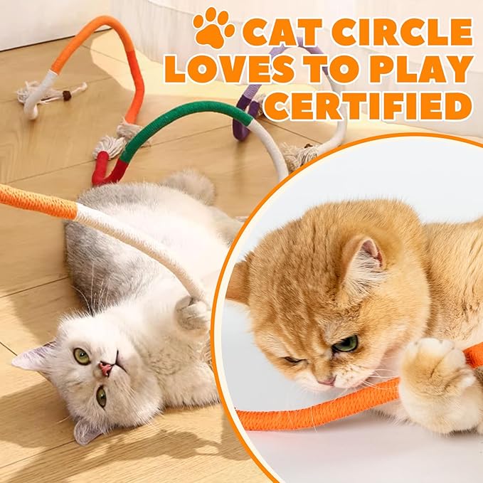 Cat Chew Ropes 3 Pack with Natural Catnip, Interactive Catnip Toys for Indoor Cats, Safe Teeth Cleaning Kitten Rope Toy, Durable Cat Kicker Chew Toy for All Breeds