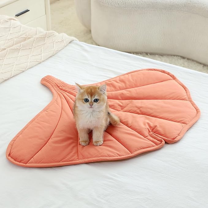 31 X 25 Inch Leaf Shaped Cotton Cat Bed Pad, Warming Cat Mat, Pet Warming Pad for Cats, Warmer Mat for Feral and Indoor Cats, 2025 Enlarged and Thickened Leaf Beds