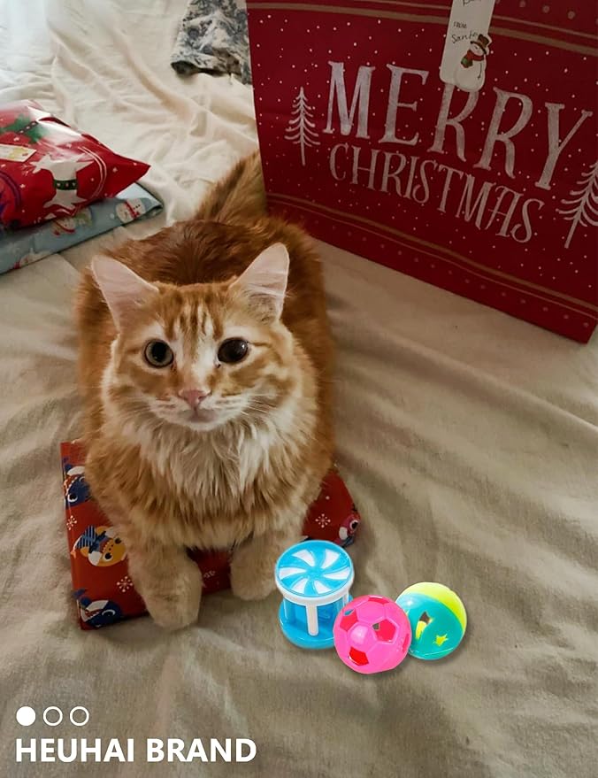 10-Pack Cat Toy Balls for Kittens and Adult Cats, Furry Fun (1.5'' - 2.1'', Cat Toys Value Pack)