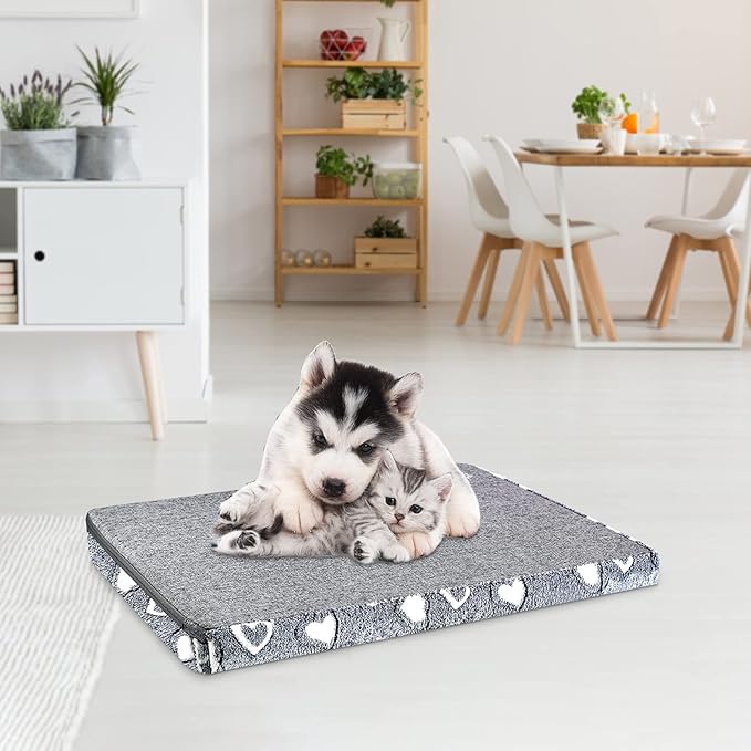 VANKEAN Reversible Cool and Warm Dog Bed Mat for Crates - Stylish Pad With Waterproof Inner Linings and Removable Machine Washable Cover, Firm Support for Small to XX-Large Dogs, Grey