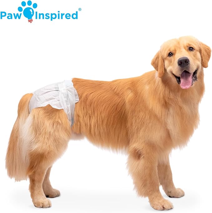 Paw Inspired Disposable Dog Diapers | Female Dog Diapers Ultra Protection | Diapers for Dogs in Heat, Excitable Urination, or Incontinence (12&144 Count) (X-Large (144 Count))
