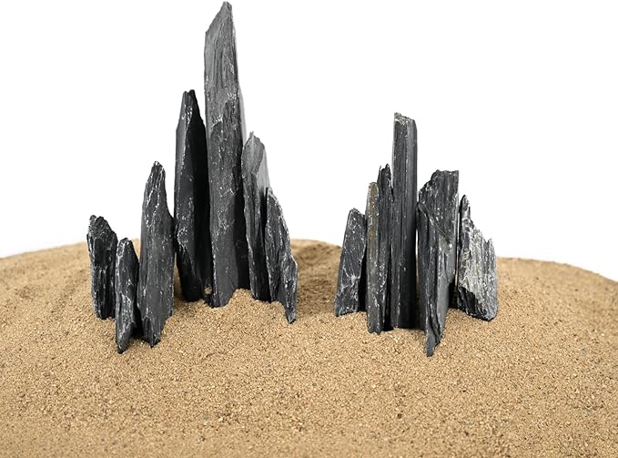Natural Slate Stone Rocks 2 to 8 inch Aquariums Stone for Aquascaping,Terrariums, Reptile Enclosures,Paludariums,and Gardens-20lb