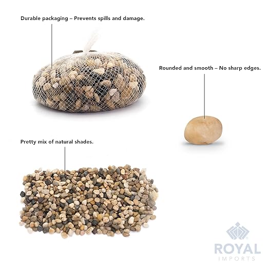 Royal Imports 5LBS River Rocks Decorative Ornamental Pebbles, Garden Landscaping Stones, Gravel Filler for Plants, Vases, Succulents, Home Decor, Aquariums, Crafting, Animal Habitat - Large Natural