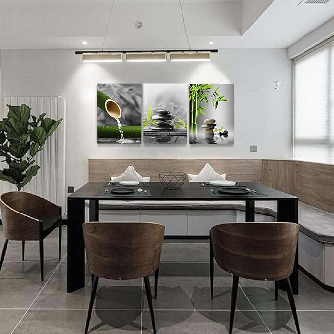 Yxbhhym-Bathroom Decor Black and White Zen Wall Art Gray Green Room Decor Zen Poster Canvas Pictures Zen Artwork for Spa Living Room Wall Decoration Wall Art Bedroom Home Decor Framed Prints Art