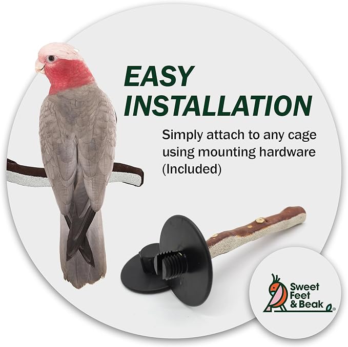 Superoost Manzanita Pumice Pedicure Perch- Easy to Install Bird Cage Accessories for Healthy Feet, Nails and Beak - Natural Bird Perches Imitates Birds' Life in The Wild - L 12"