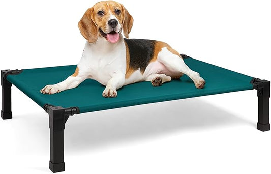 Heeyoo Elevated Dog Bed, Cooling Raised Pet Cot with Chew Proof Washable Breathable Mesh and Metal Frame, Portable Dog Cot Bed with No-Slip Feet for Outdoor or Indoor Use