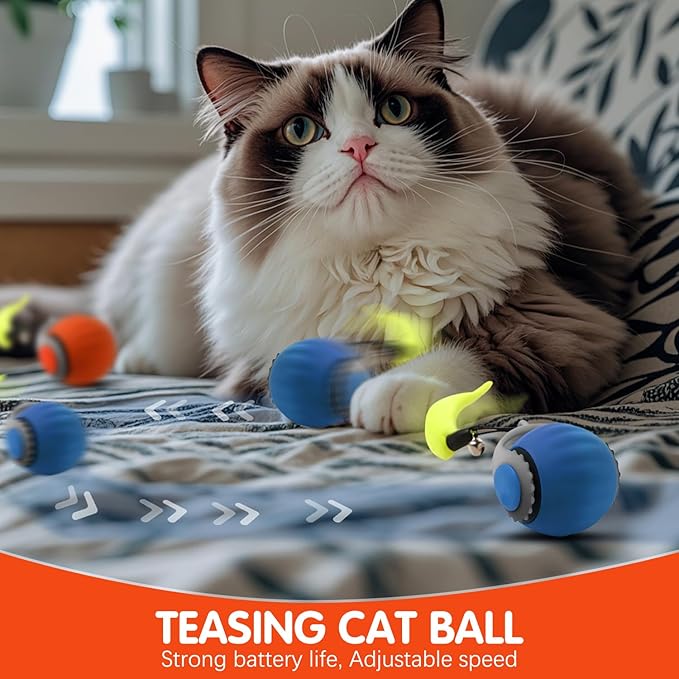 Speedy 3.0 Tail Upgrade Speedy 3.0 Tail Cat Toy,2025 New Turbo Smart Interactive Cat Ball for Indoor,Automatic Moving Smart Toys withTail Two Speed Adjustment (Orange)