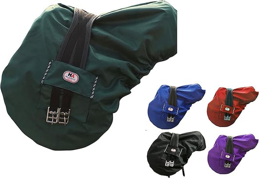 Majestic Ally Nylon Waterproof Fleece Lined Ride On English Saddle Cover-Multiple Color (Hunter Green)