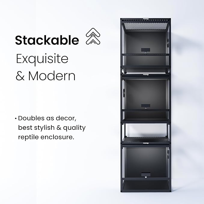 MagicCube 18'' x 18'' x 18'' Reptile Tank with Lock, 24 Gallon Reptile Terrarium with Flip-Up Tempered Glass Door, Top Screen Ventilation for Leopard Gecko - Bottom Not Leakproof