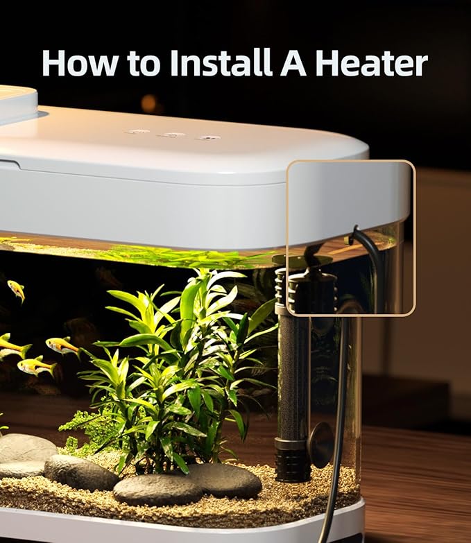 Smart Betta Fish Tank Aquarium 3 Gallon with Temperature Monitor, 3 Stage Filtration, 8 Color Lighting, Self Cleaning Small Beta Tank Kit, Acrylic