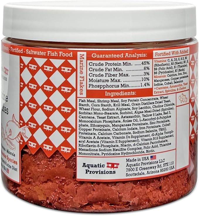 Marine Flakes Fish Food 1.77 oz, for Saltwater Aquarium Species