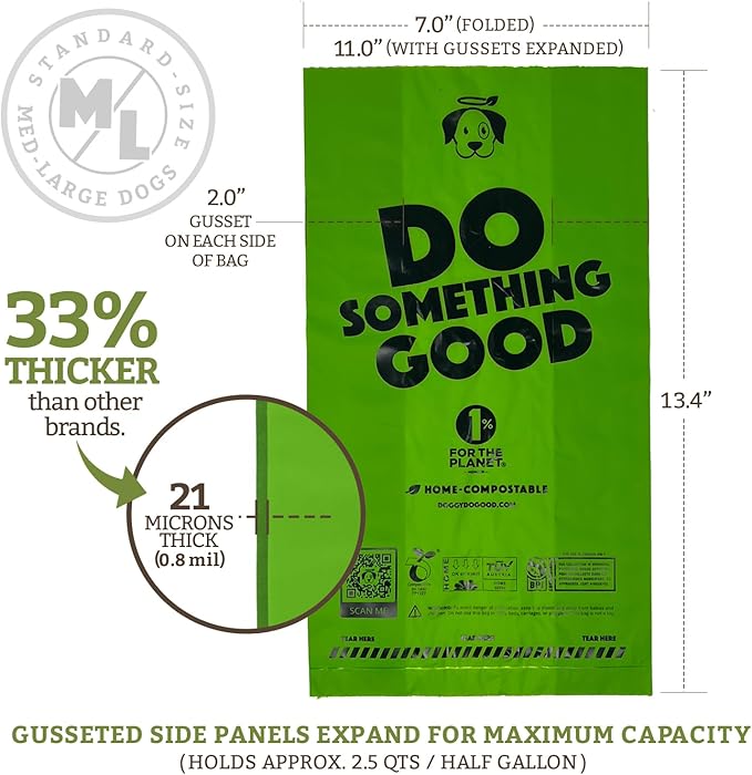 Doggy Do Good Poop Bags for Dogs (200 Ct), Easy Open Dog Poop Bags Rolls, Certified Home Compostable