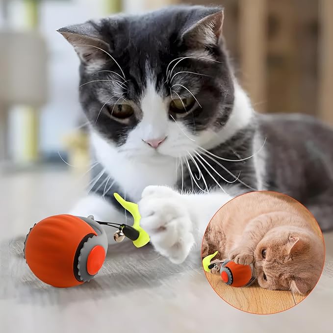 Speedy 3.0 Tail Upgrade Speedy 3.0 Tail Cat Toy,2025 New Turbo Smart Interactive Cat Ball for Indoor,Automatic Moving Smart Toys withTail Two Speed Adjustment (Blue+Orange, 2PC)