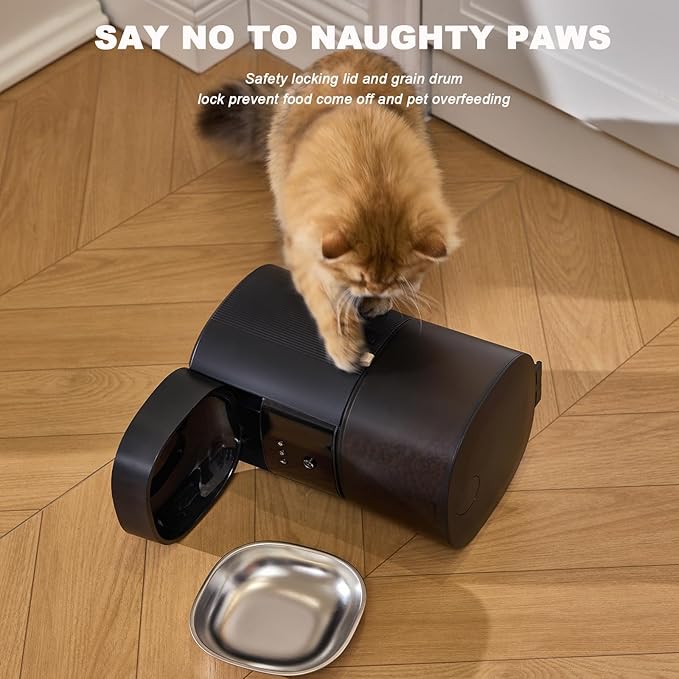 Automatic Cat Feeder with Camera & Voice Interaction, WiFi/App Control, 4L Dry Food Dispenser for Cats & Dogs with Freshness Preservation, Custom Feeding Times & Portions, Dual Power