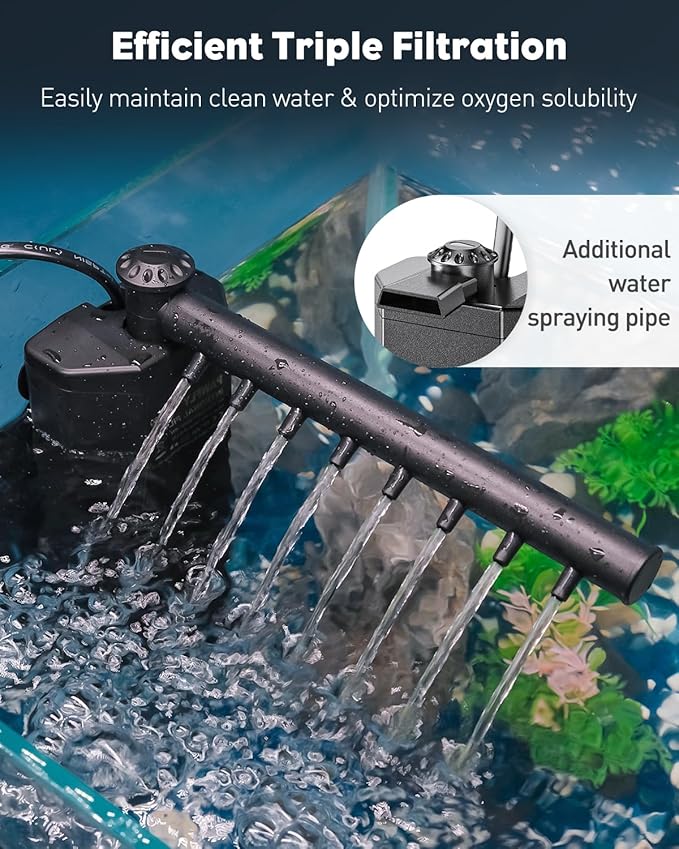 Pawfly 5 Gallon Fish Tank Ultra Clear Rimless Glass Aquarium Kit with Extendable LED Light Internal Filter Magnetic Brush & Thermometer Stickers Rectangular Glass Fish Tank Kit for Betta Shrimp Plants