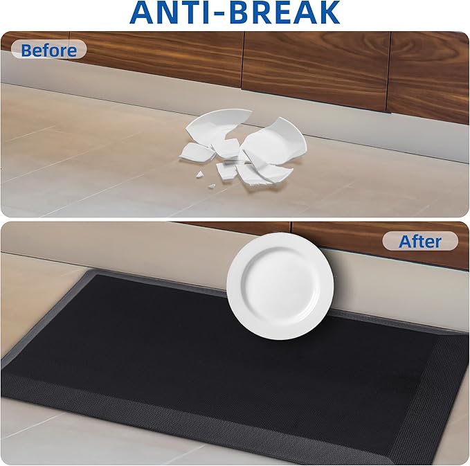 2 PCS Anti Fatigue Kitchen Mats for Floor, 9/10 Extra Thick Cushioned Standing Desk Mat, Comfort Memory Foam Ergonomic Kitchen Rugs and Mats Non-Slip Waterproof for Office, Kitchen, 20"x32"+20"x48"