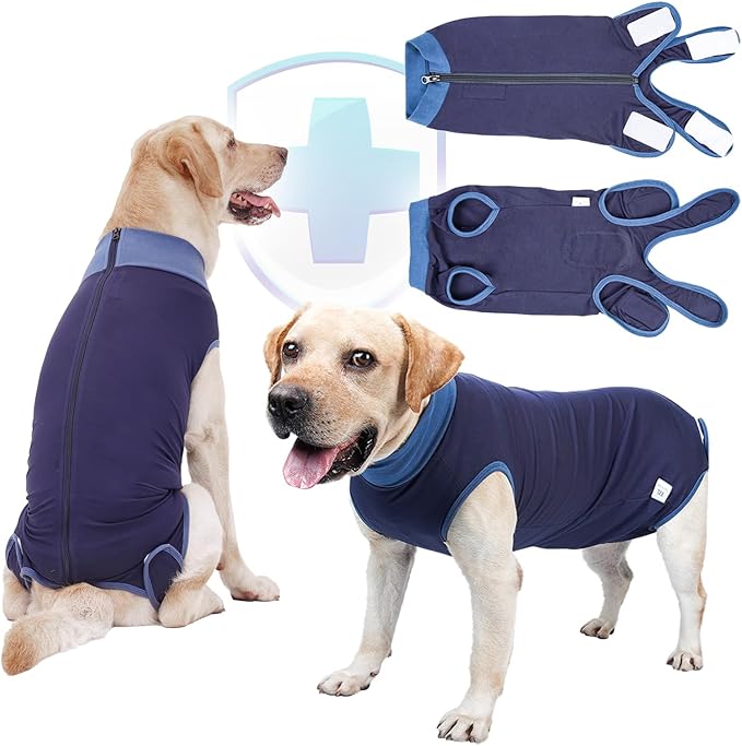 Breathable Dog Surgery Recovery Suit for Male/Female, Professional Dog Recovery Onesie with Zipper After Spay Abdominal Wounds, Anti Licking Cone E-Collar Alternative for Small Medium Large Dog