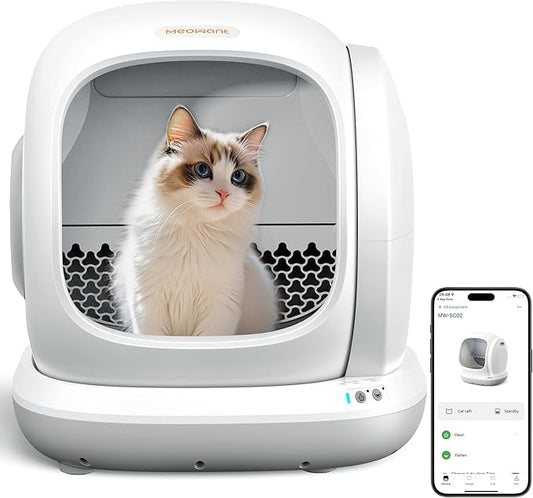 Meowant Self Cleaning Litter Box, Automatic Litter Box Self Cleaning with APP Control, 75L Extra Large Open Low Entry Smart Cats Litter Boxs for Multi-Cat Compatible Senior Cats Large Cats