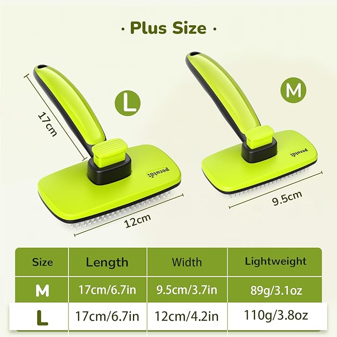 Pecute Self-Cleaning Slicker Brush for Dogs, Cats, Lightweight Dog Brush for Shedding Massaging Grooming, Cat Brush Gently Removes Loose Fur Undercoat for Dogs Cats Rabbits of All Hair Types