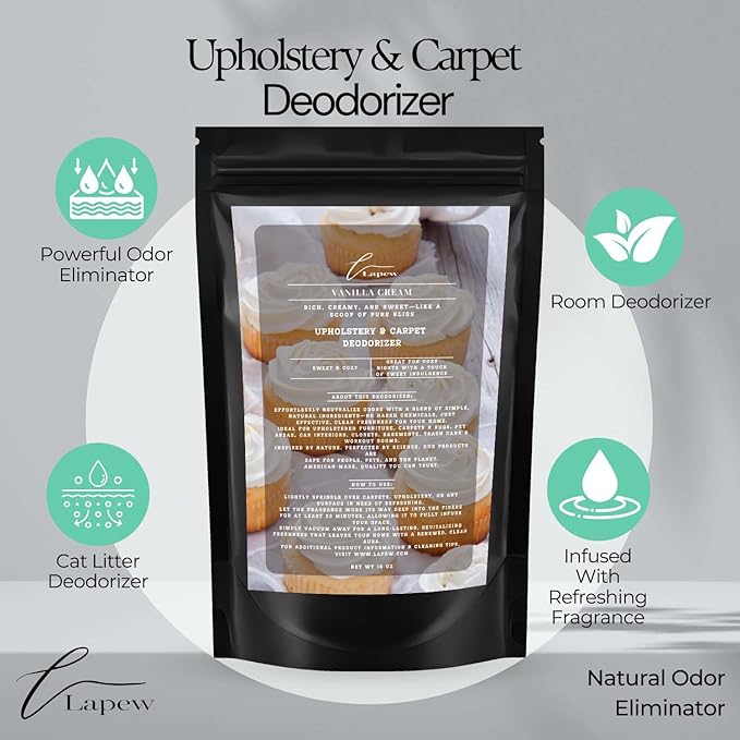 Vanilla Cream Carpet Deodorizer Powder for vacuuming | Powerful Odor Eliminator for Home | Upholstery refresher | Scented Deodorant | pet friendly