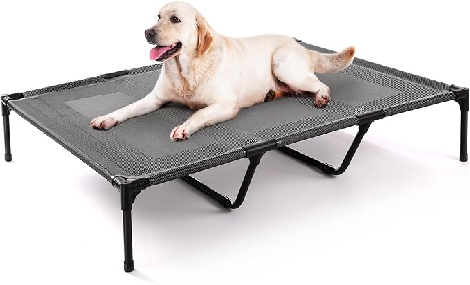 petizer 48" Elevated Dog Bed for Extra Large Dogs, Outdoor Dog Cot Bed Waterproof, Raised Cooling Pet Bed, Washable Breathable XXL Dog Bed with Supporting Bars - Up to 200 LBs, Indestructible, X-Large
