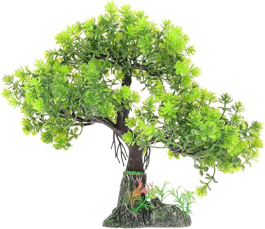 POPETPOP Artificial Aquarium Plant Plastic Water Plant Tree Fish Tank Bonsai Ornament Fish Tank Hideout Sushi Plate Decor for Aquarium Terrarium Landscape Green