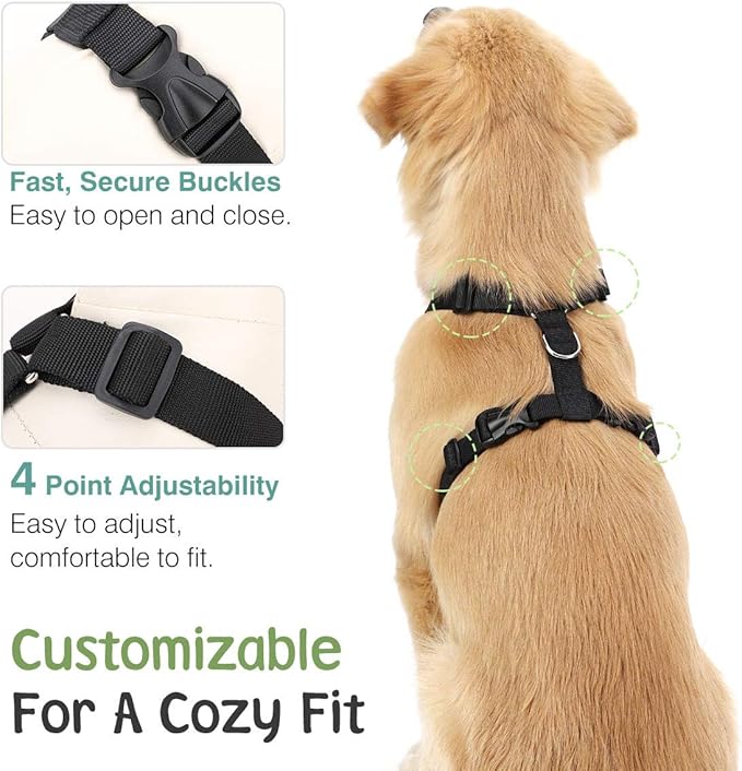 Dog Seat Belt, Safety Vest Dog Car Harness with Adjustable Buckle Dog Seat Belt for Vehicle Nylon Pet Safety Seat Belts Heavy Duty(L, Black)