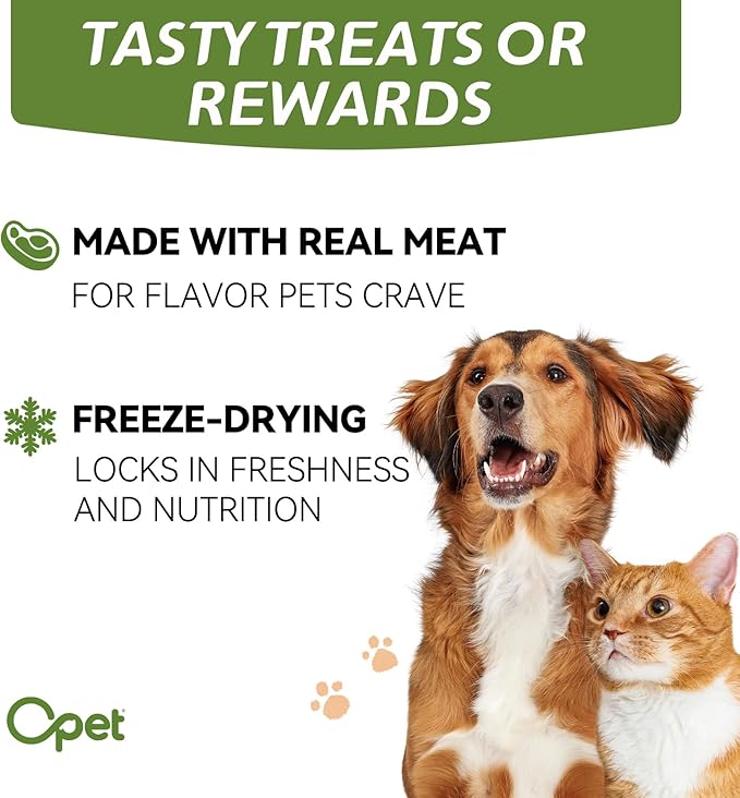 OPET Freeze Dried Chicken Cat Treats, Single Ingredient Grain Free High Protein Pet Food for Cats and Dogs, Healthy Training Snacks, Freeze Dried Cat Food (Chicken Breast, 1.48 Ounce)