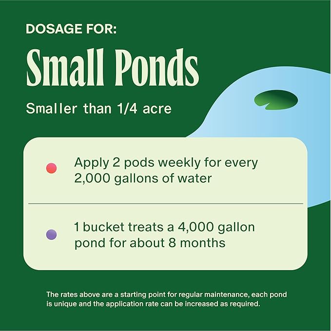Pond Water Treatment Pods - 2X Strength Beneficial Pond Water Treatment w/Barley Straw for Reducing Sludge and Odors in Koi Ponds and Natural Ponds - Safe for Fish, Pets, & Swimming - 5lb.