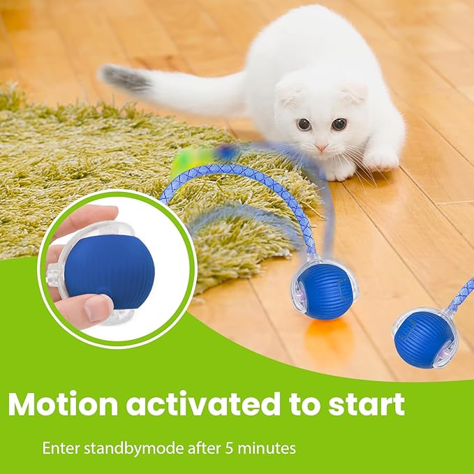 Cat Toy, Interactive Cat Toy, Cat Toys for Indoor Cats with 2 Tails, 3 Modes Rechargeable Cat Enrichment Toys for Small/Medium/Large Cats to Keep Them Busy