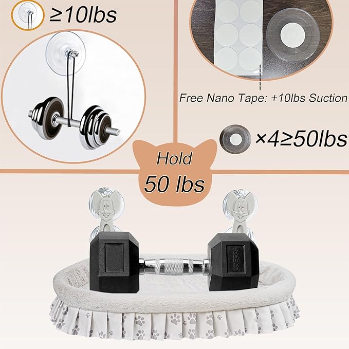 Cat Window Perch for Large Cats - No Tools Needed with 4 Super Suction Cups, Soft Chew-Resistant Fleece & Easy Clean Design
