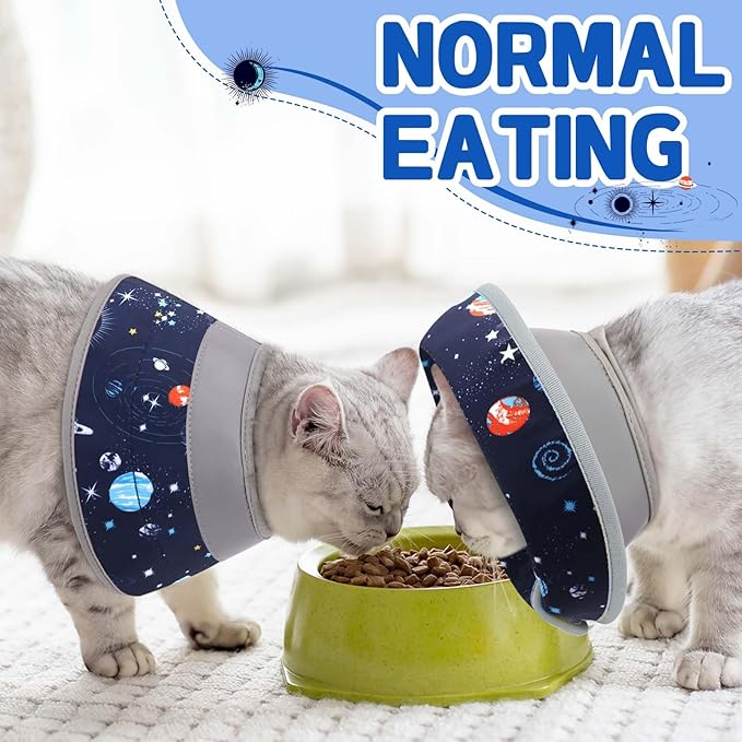Cat Cone Collar Soft, Comfortable Cat Recovery Collar Pet Cone for Small Large Cats, Lightweight Elizabethan Collar for Cats Kittens After Surgery Prevent from Licking Wounds, Star, M