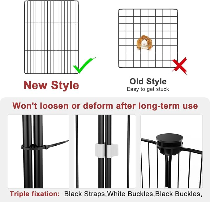 Tresbro Guinea Pig Playpen with 14 Panels & Divided Room, Triple Fixing Measures Small Animal Cage with Waterproof PVC Liner & One-Motion Hooks, Rabbit, Bunny, C&C Grids Cage 48 x 24 x 16 Inches