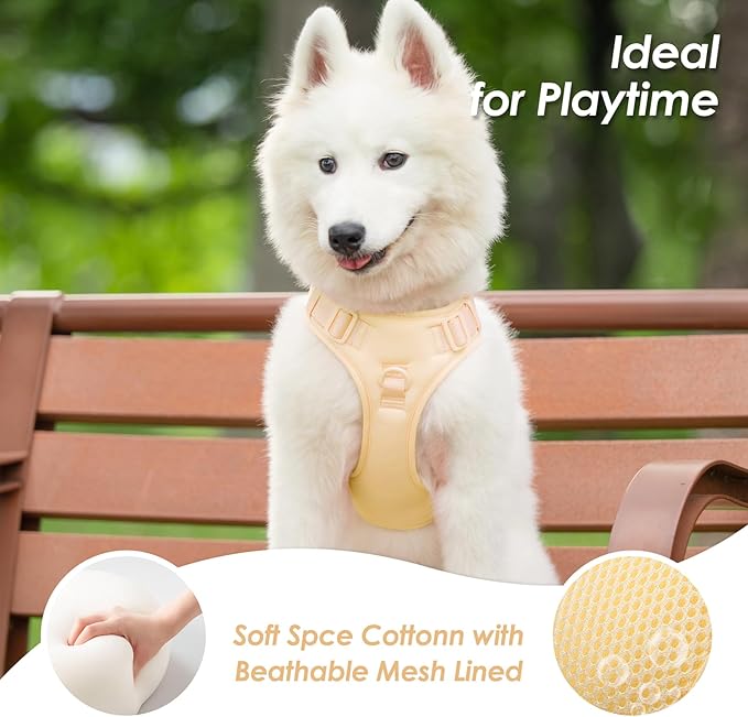 No Pull Dog Harness, Puppy Vest with Front Clip for Small Medium Large Sized Dog(Light Yellow,XL)