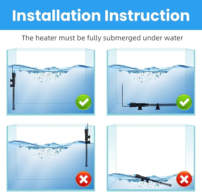 AQUANEAT Aquarium Heater, 300W Fish Tank Heater, Adjustable Submersible Water Thermostat with Digital Thermometer