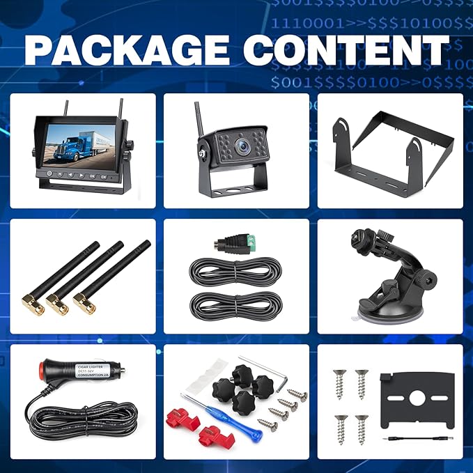 7 Inch RV Backup Camera Wireless, HD 1080P DVR Backup Camera High-Speed Rear View Observation System Stable Signals for RVs, Trucks, Trailers, IP69 Waterproof IR Night Vision