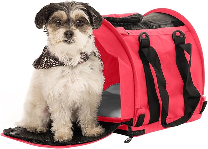 SturdiBag Pro 2.0 Pet Travel Carrier for Cats and Dogs | Soft Sided Pet Carrier Bag with Safety Clips and Seatbelt Straps for Airplane or Car Travel | Cube, Hot Pink