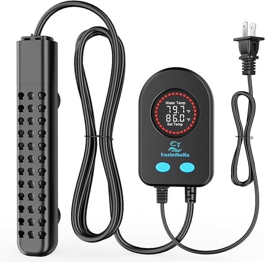 Submersible Aquarium Heater 100W/200W/300W/500W, Fish Tank Heater with high-Temperature Protection and Turtle Tank Heater with Automatic Power-Off When Leaving seawater or Freshwater.