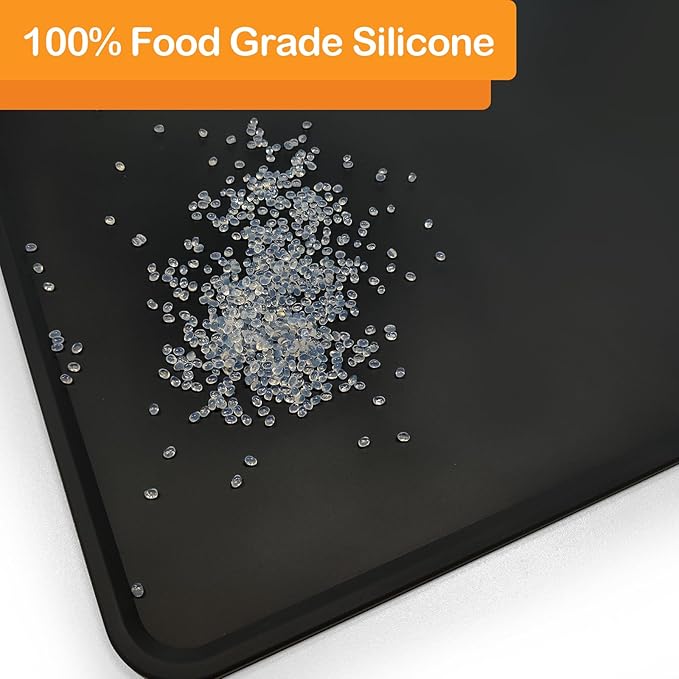 KVK Dog Water Mat 39.4×29.5in - Silicone Dog Mat for Food and Water Extra Large - Pet Food Mat for Floors Waterproof - Pet Feeding Mat Prevent Water Food Spills - Black