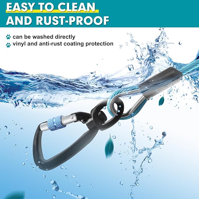 Snagle Paw Dog Leads for Yard 50FT-1000LBS Break Strength,Heavy Duty Tie Out Cable for Dogs with Swivel Lockable Hook & Spring,Chew Proof Dog Chain for Outside,Dog Run Cable for Medium Large Dogs